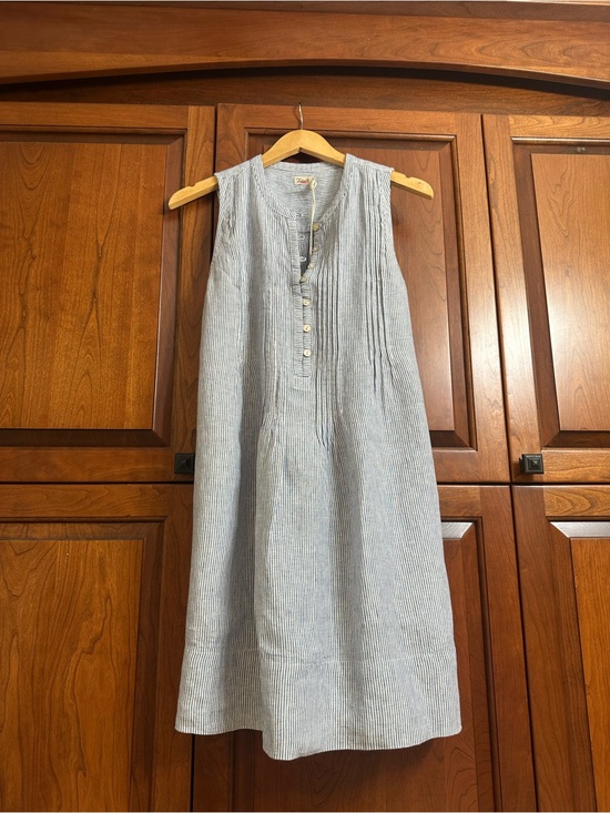 Faherty Dresses & Skirts - Faherty Light Blue Striped Sleeveless Linen-Blend Mini Dress